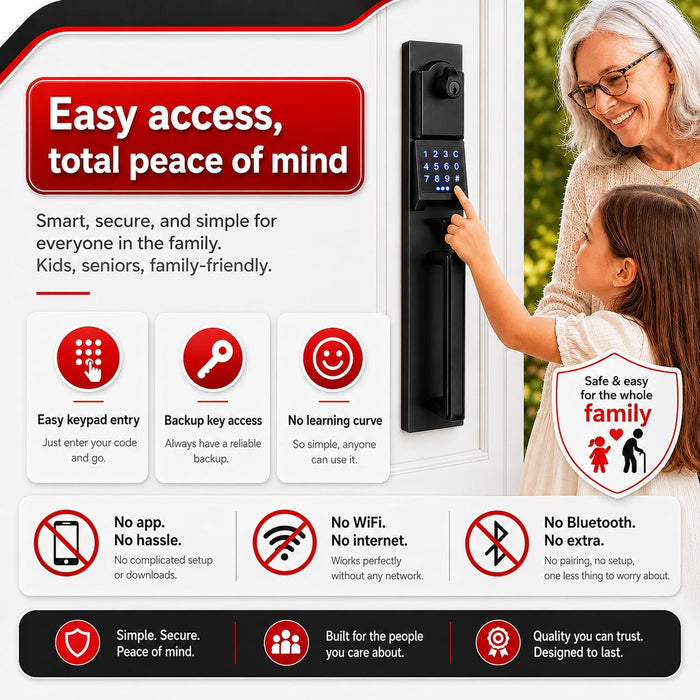NEWBANG Smart Electronic Door Lockset with Keypad for Double Door,Keyless Electronic Front Door Handleset(Keyed & Dummy Set),MMDHST2016DB-E-SET-1, Matte Black (New)