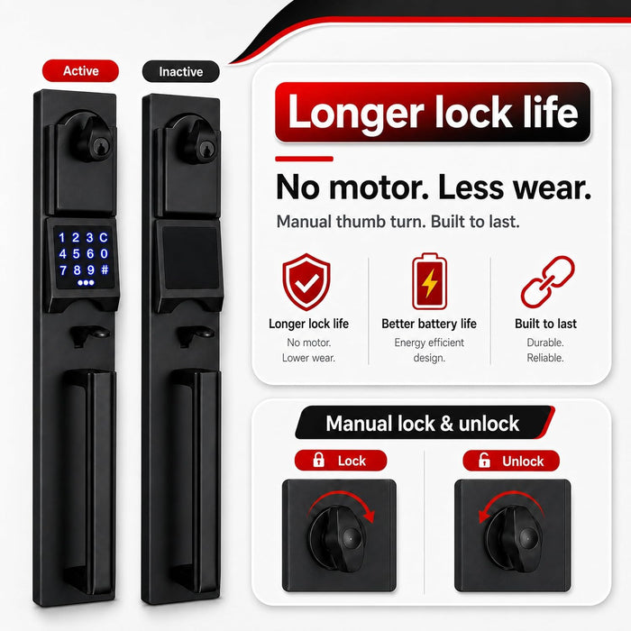 NEWBANG Smart Electronic Door Lockset with Keypad for Double Door,Keyless Electronic Front Door Handleset(Keyed & Dummy Set),MMDHST2016DB-E-SET-1, Matte Black (New)