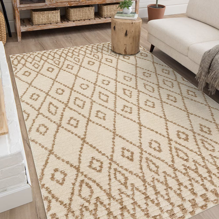 StyleWell Nystad Cream/Tan Boho 7 ft. 10 in. x 10 ft. Indoor Area Rug (new)