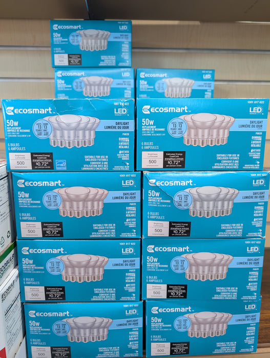Ecosmart LED PAR20 E26 50W Equivalent Reflector Light Bulb, Dimmable Daylight (5000K+) (6-Pack)
