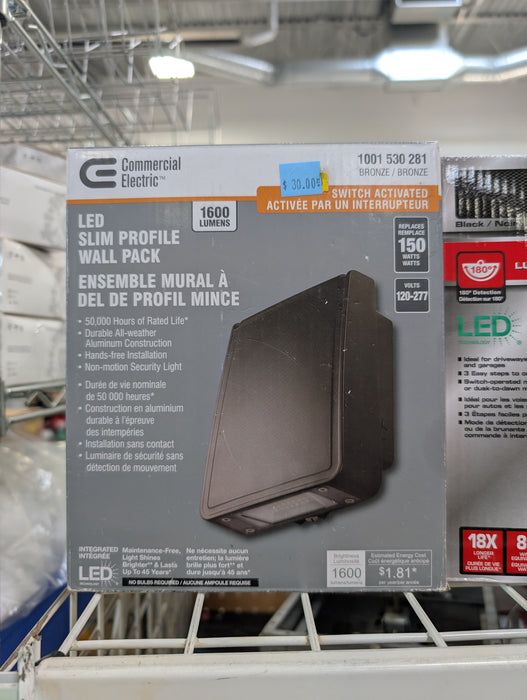 Commercial Electric 100-Watt Equivalent Integrated Outdoor LED Wall Pack, 1600 Lumens, Outdoor Security Lighting