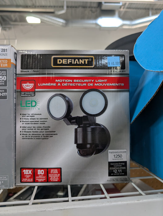 Defiant 180 Degree Motion Activated Outdoor Integrated LED Twin Head Flood Light in Black