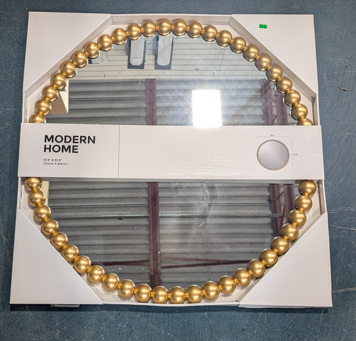 The Tangerine Mirror Company Modern Home, Deluxe Gold Large Beaded Round Mirror 31.5 in x 31.5 in