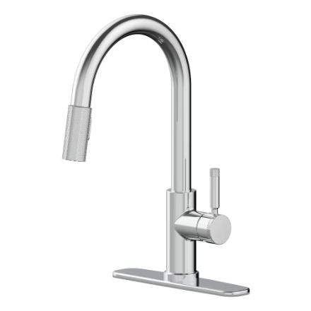 Parnell Pull-Down Sprayer Kitchen Faucet with TurboSpray and FastMount in Chrome, Valve & Deck Plate Included (New)