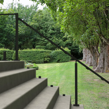 Peak MountainView Deck Railing Stair Glass Bracket in Matte Black Stainless Steel (New)
