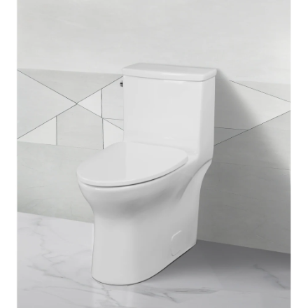 Pemberton All-in-One 1-Piece Single Flush 4.8L Elongated White Concealed Toilet Comfort Height with Soft-Close Seat (Missing Side Caps) (New)