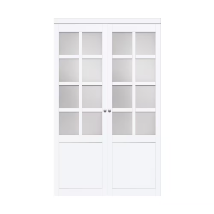TRUporte 60" x 80" 8-Lite White 2 Pivot Interior Closet Door