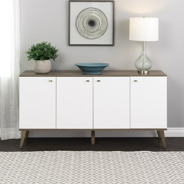 Prepack- Drifted Grey/White Pine 4-Door Sideboard (new)