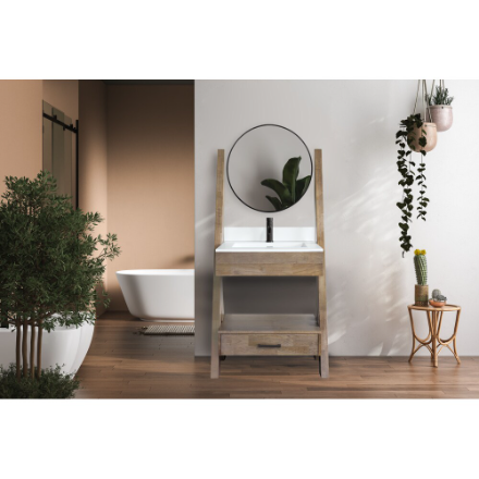 Presenza CAMDEN 31-inch Single Sink Freestanding Bathroom Vanity Combo in Walnut with Mirror and Faucet (New)