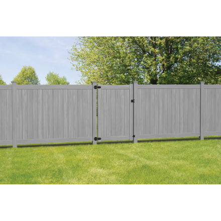 Barrette Outdoor Living 72" x 58" Vinyl Privacy Fence Walk Gate with 5.5" Rails Driftwood Grey (New)