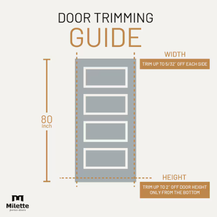 Milette 32-inch x 80-inch Primed 4-Panel Solid Wood Shaker Style Prehung with Rabetted Jamb Interior Slab Door Left Hand MDF (Paint Grade) (New)