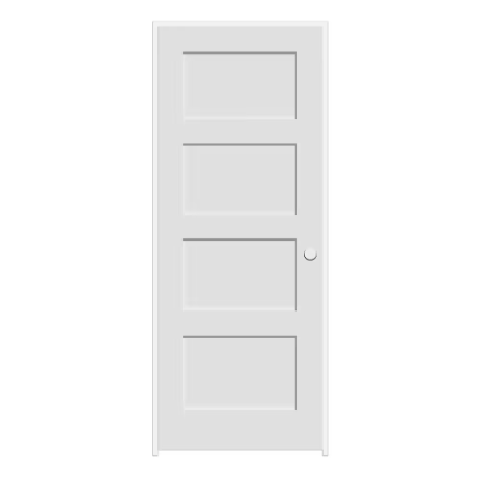 Milette 32-inch x 80-inch Primed 4-Panel Solid Wood Shaker Style Prehung with Rabetted Jamb Interior Slab Door Left Hand MDF (Paint Grade) (New)