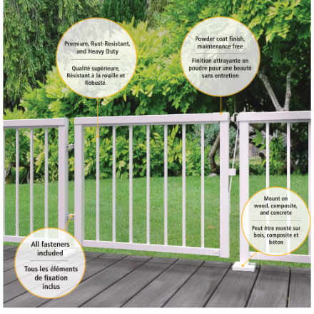 Peak RailBlazers Aluminum Deck Railing - Picket Gate - 42 Inch, White (New)