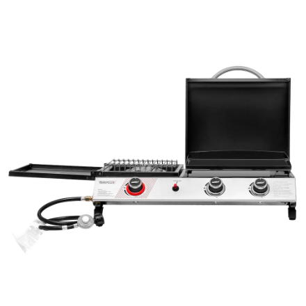 Royal Gourmet 3-in-1 Gas Grill and Griddle Combo Station with Lid for Outdoor BBQ in Silver (New)
