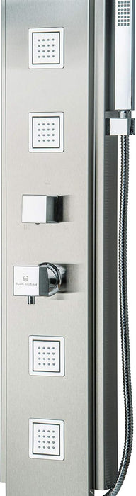 Blue Ocean 59-in Stainless Steel Thermostatic Shower Panel w/ Rainfall Shower Head and Body Nozzles (New)