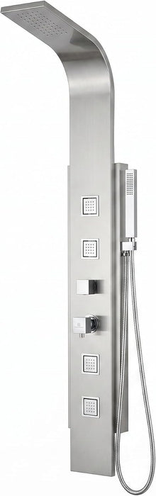 Blue Ocean 59-in Stainless Steel Thermostatic Shower Panel w/ Rainfall Shower Head and Body Nozzles (New)