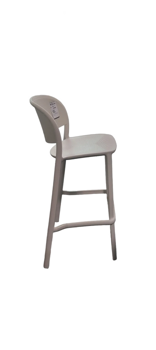 Modern Matte White Molded Bar Stool with Integrated Footrest (used)