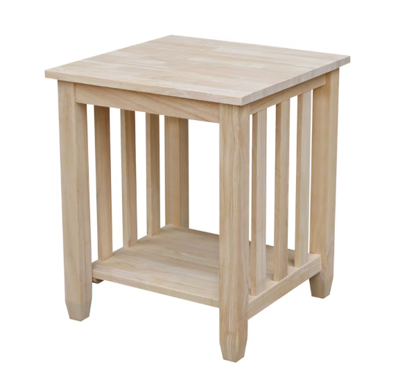 International Concepts Unfinished Mission tall end table (New)
