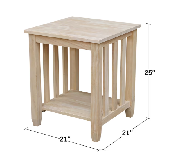 International Concepts Unfinished Mission tall end table (New)