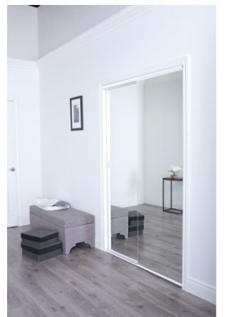 TRUporte 48-inch x 80.5-inch White Frameless Mirrored Closet Sliding door