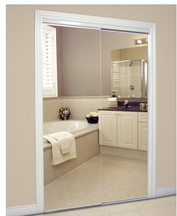 TRUporte 48-inch x 80.5-inch White Frameless Mirrored Closet Sliding door