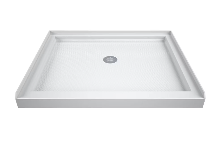 DreamLine SlimLine 36L x 36W x 2.75H in. Square Acrylic Alcove Shower Base Pan in White, Centre Drain with SlipGrip Slip-Resistant Technology