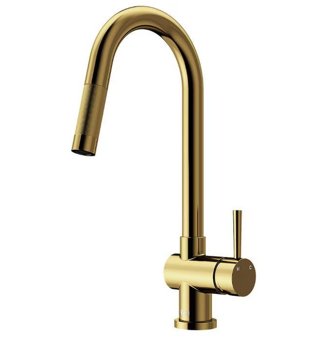 VIGO Gramercy Single-Handle Pull-Down Sprayer Kitchen Faucet in Matte Brushed Gold