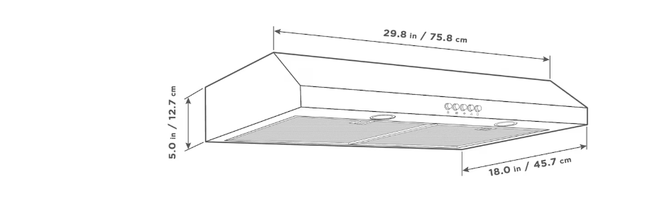 Vissani 30-inch 320CFM Convertible Under Cabinet Range Hood with 3-Speed Setting in Stainless Steel
