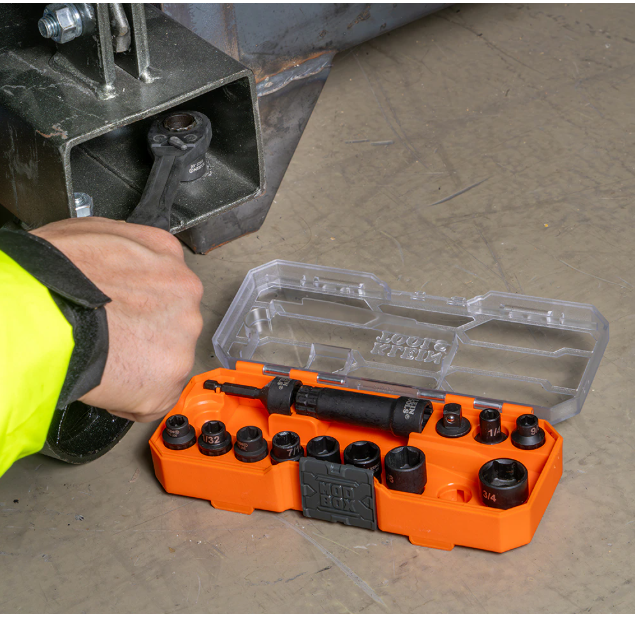 Klein Tools KNECT 3/8-Inch Drive Impact-Rated Pass Through Socket Set, 15-Piece (New)