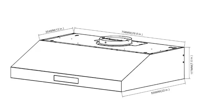 Vissani 30-inch 460CFM Under Cabinet Range Hood with 6-Speed Setting and Touch Controls in Stainless Steel