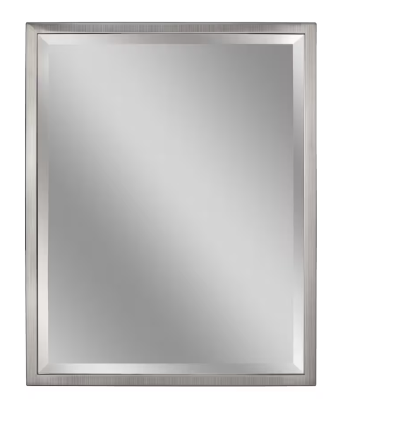 Deco Mirror 30 in. x 40 in. Classic Brush Nickel Wall Mirror (New)
