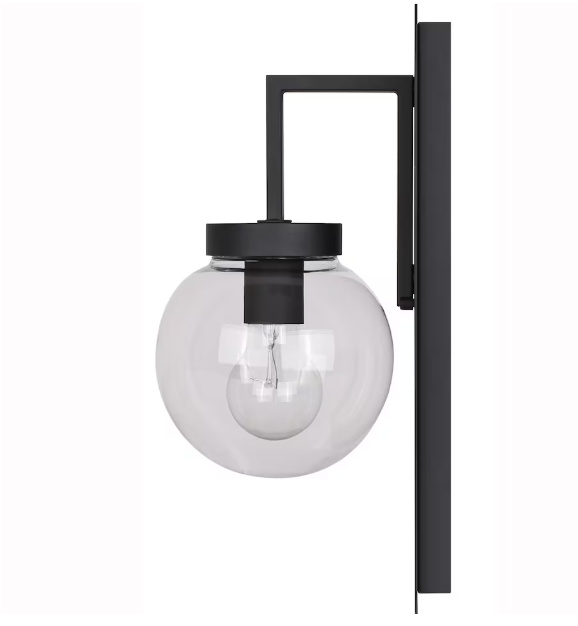 Canarm RYLAN 1-Light Black Outdoor Wall Sconce with Clear Glass Shade (New)