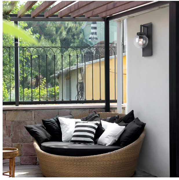 Canarm RYLAN 1-Light Black Outdoor Wall Sconce with Clear Glass Shade (New)