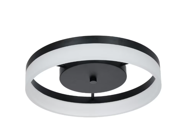 Home Decorators Collection 11.8-inch Integrated LED Flushmount Light Fixture in Matte Black Finish with Frosted Shade (New)