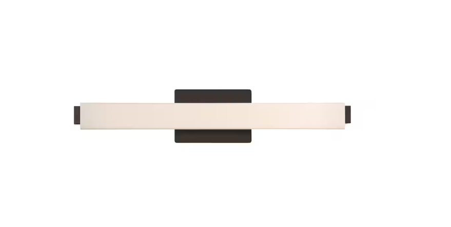 Home Decorators Collection 1-Light Bathroom Integrated LED Black Vanity Light Modern Linear Milk Glass Shade (New)
