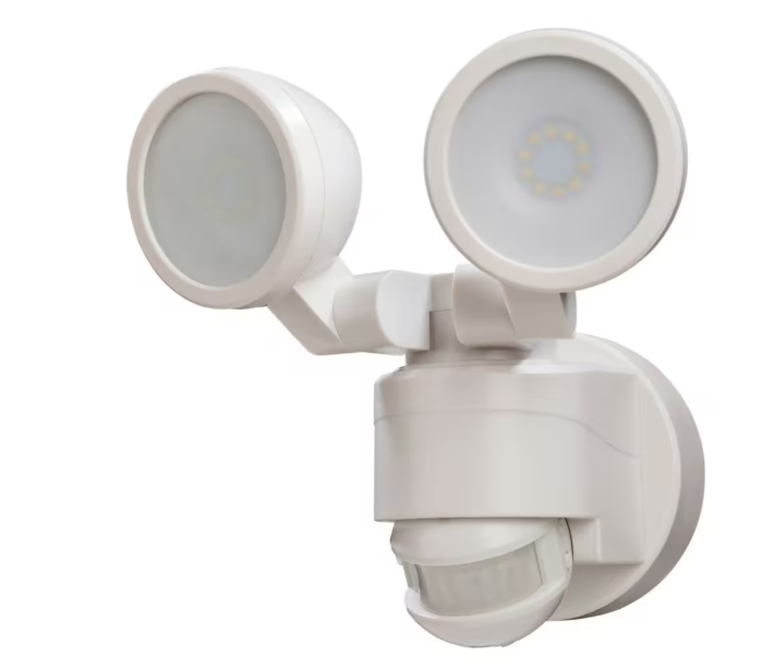 Defiant 180 Degree White Motion Activated Outdoor Integrated LED Twin Head Flood Light (New)