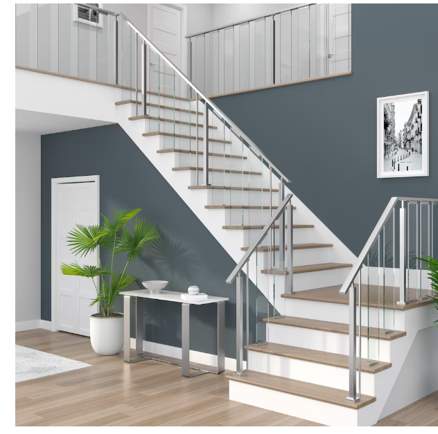 Richelieu 36 3/16-inch (919 mm) Landing Post for Stair Railing, Brushed Stainless Steel Finish (New)