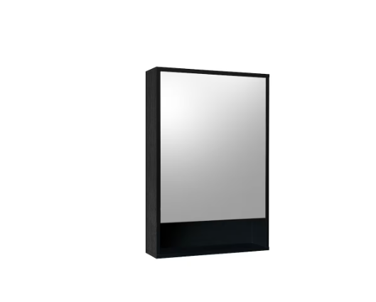 20-inch Black Medicine Cabinet with Mirror and Open Shelf (New)