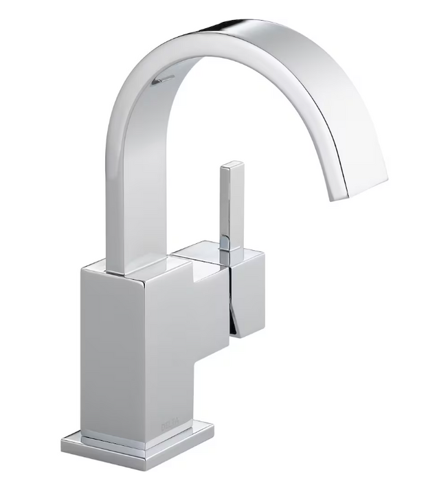 Delta Vero Single Hole Single Handle Lever High Arc Bathroom Sink Faucet Deck Mount Standard Flow Chrome