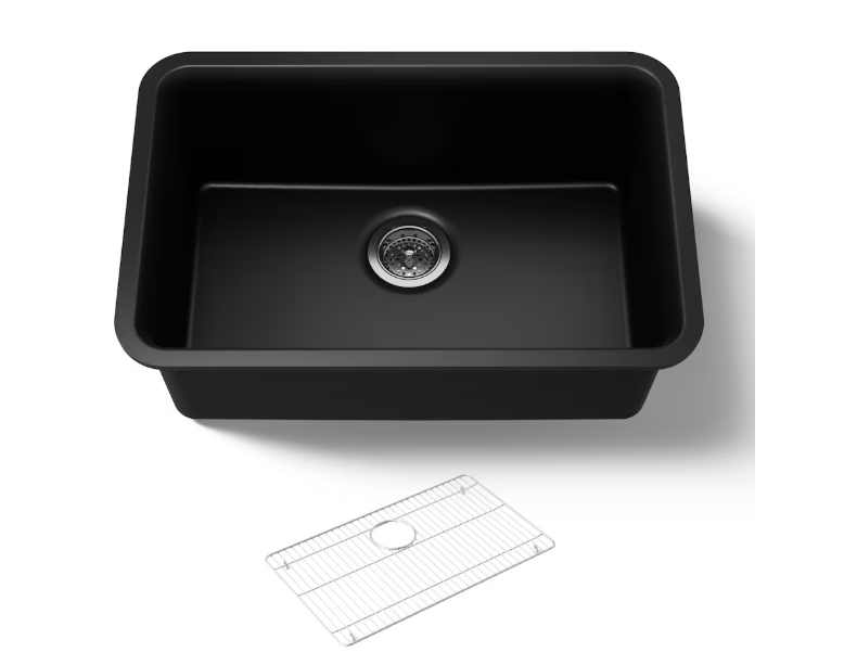 KOHLER Matte Black Cairn Neoroc Granite Composite 27-1/2-Inch x 18-5/16-Inch x 9-1/2-Inch Single-Bowl Undermount Kitchen Sink (New)