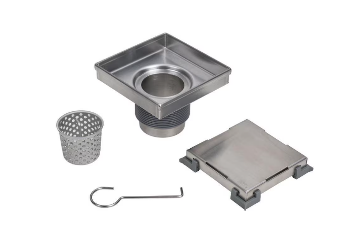 Oatey Designline 4 in. x 4 in. Stainless Steel Square Shower Drain with Tile-In Pattern Drain Cover (New)