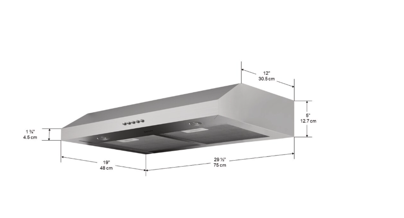 Ancona Slim SD330 30 in. Under Cabinet Range Hood (New)