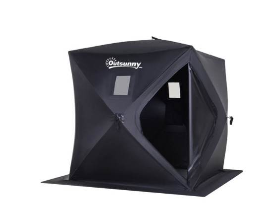 Outsunny Black 2 Person Pop Up Ice Fishing Tent