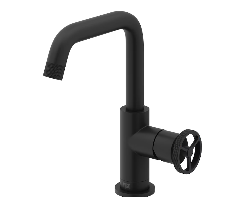VIGO Cass Oblique Single Hole Single-Handle Bathroom Faucet in Matte Black