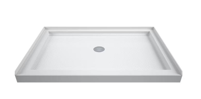 DreamLine SlimLine 32L x 42W x 2.75H in. Acrylic Alcove Shower Base Pan in White, Centre Drain with SlipGrip Slip-Resistant Technology
