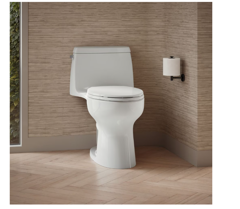 KOHLER Santa Rosa Comfort Height 1-Piece 4.8 LPF Compact Single Flush Elongated Toilet in White