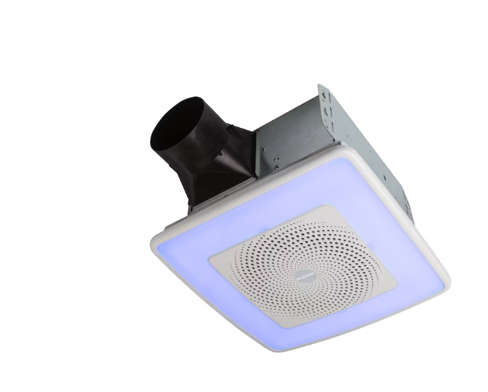 Broan-NuTone 110 CFM 1.5 Sones Bathroom Fan, ChromaComfort Bluetooth Speaker (for bathrooms up to 105 sq. ft.) (NEW)