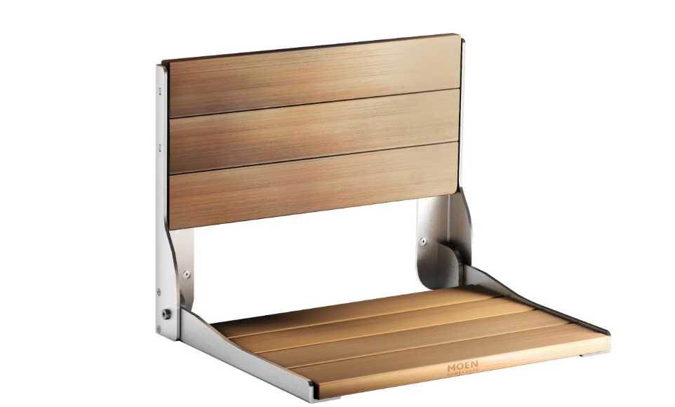 MOEN Folding Shower Seat/Chair in Teak Wood (400 Lbs Capacity)
