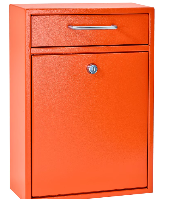 Mail Boss Locking Security Drop Box, Bright Orange