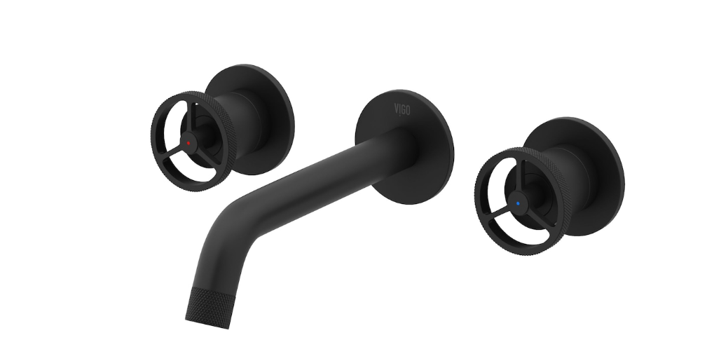 VIGO Cass 2-Handle Wall Mount Bathroom Faucet in Matte Black (NEW)